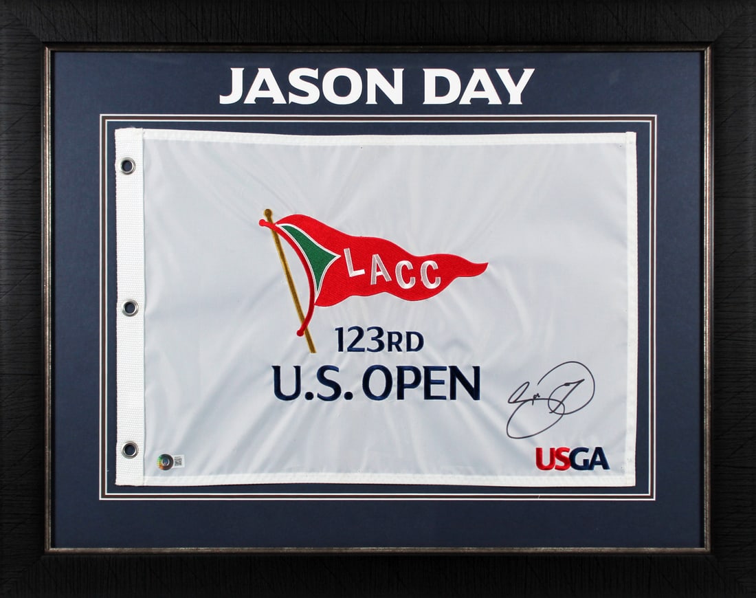 Jason Day Signed Framed 2023 US Open Pin Flag Beckett Authenticated (1 of 2)