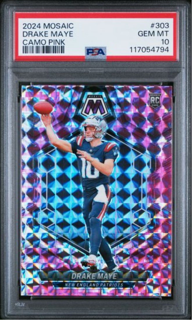 PSA 10 Panini Mosaic Drake Maye 2024 Rookie Card Camo Pink #303 (1 of 2)