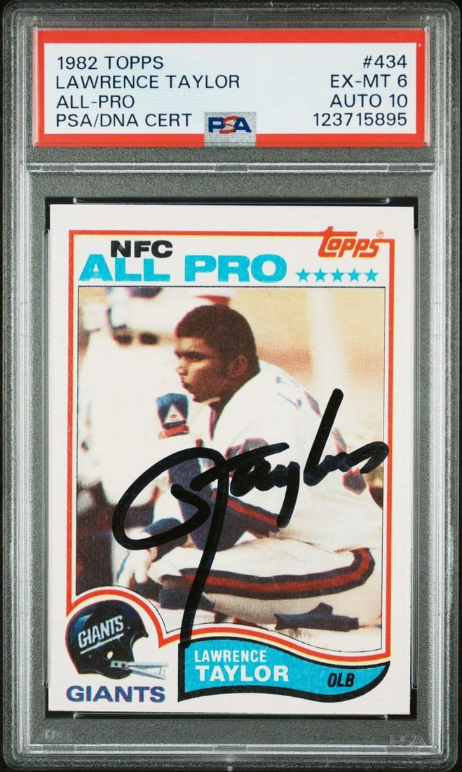 Lawrence Taylor 1982 Topps #434 Rookie Signed Card PSA 6 Auto Grade 10 (1 of 2)