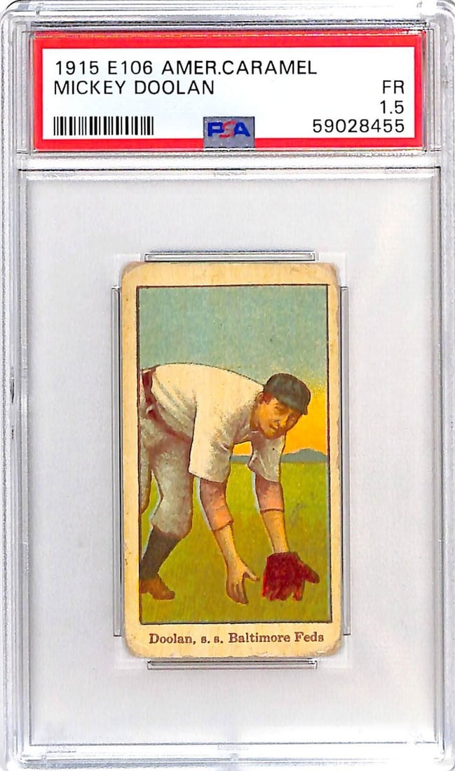 1915 E106 American Caramel Mickey Doolan PSA 1.5 Baseball Card (1 of 2)