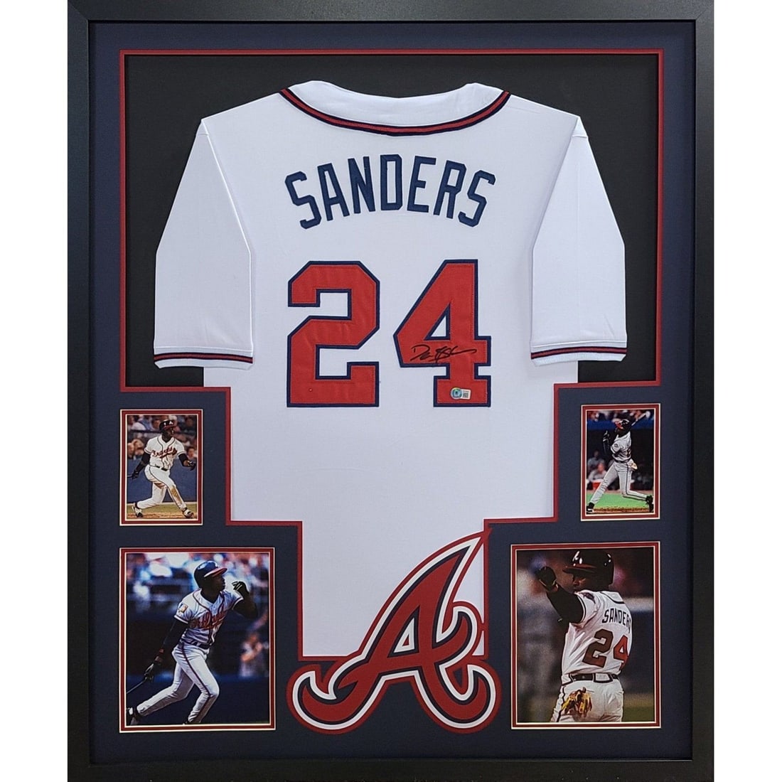 Deion Sanders Signed Framed Jersey Beckett Authenticated Atlanta Braves (1 of 2)