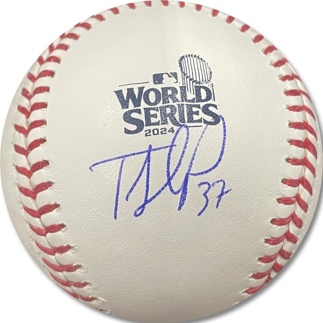 Teoscar Hernandez 2024 World Series Autographed Baseball Dodgers Fanatics Authenticated (1 of 3)