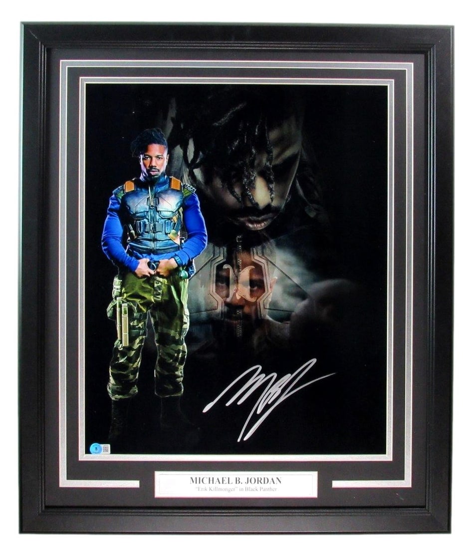Michael B. Jordan Signed 16x20 Black Panther Photo Framed Beckett Authenticated (1 of 4)