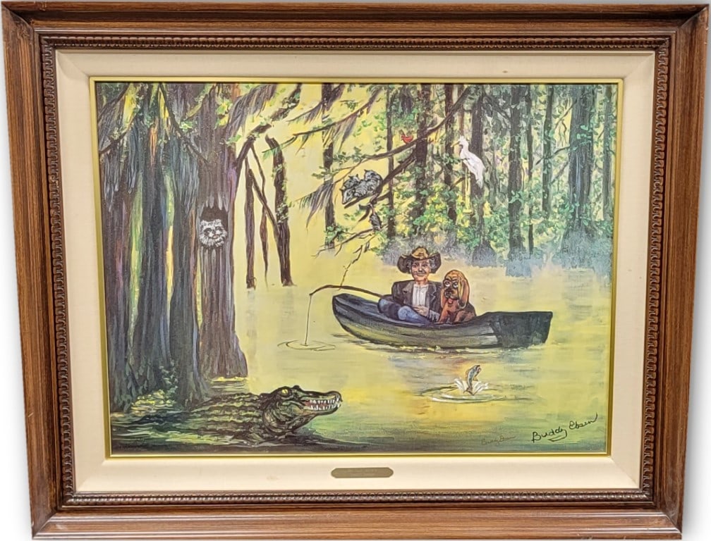 Buddy Ebsen Limited Edition Framed Art Painting 109/950: Buddy Ebsen Limited Edition Framed Art Painting 109/950 This stunning framed art painting by Buddy Ebsen captures the essence of the bayou. It is an original piece, numbered 109 out of a limited editi