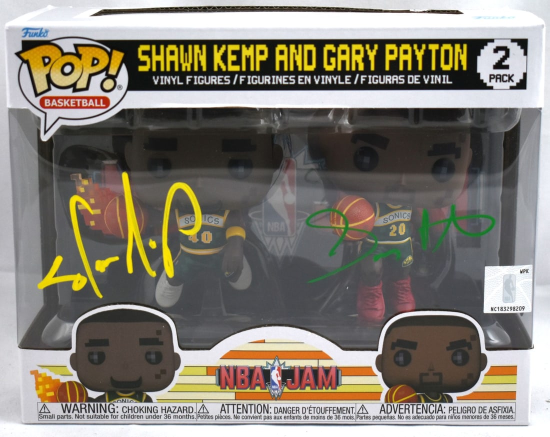 Gary Payton Shawn Kemp Signed Funko Pop Seattle Supersonics Beckett Authenticated: Gary Payton Shawn Kemp Signed Funko Pop Seattle Supersonics Beckett Authenticated Celebrate the iconic duo of Gary Payton and Shawn Kemp with this signed Funko Pop from the Seattle Supersonics. Perfec