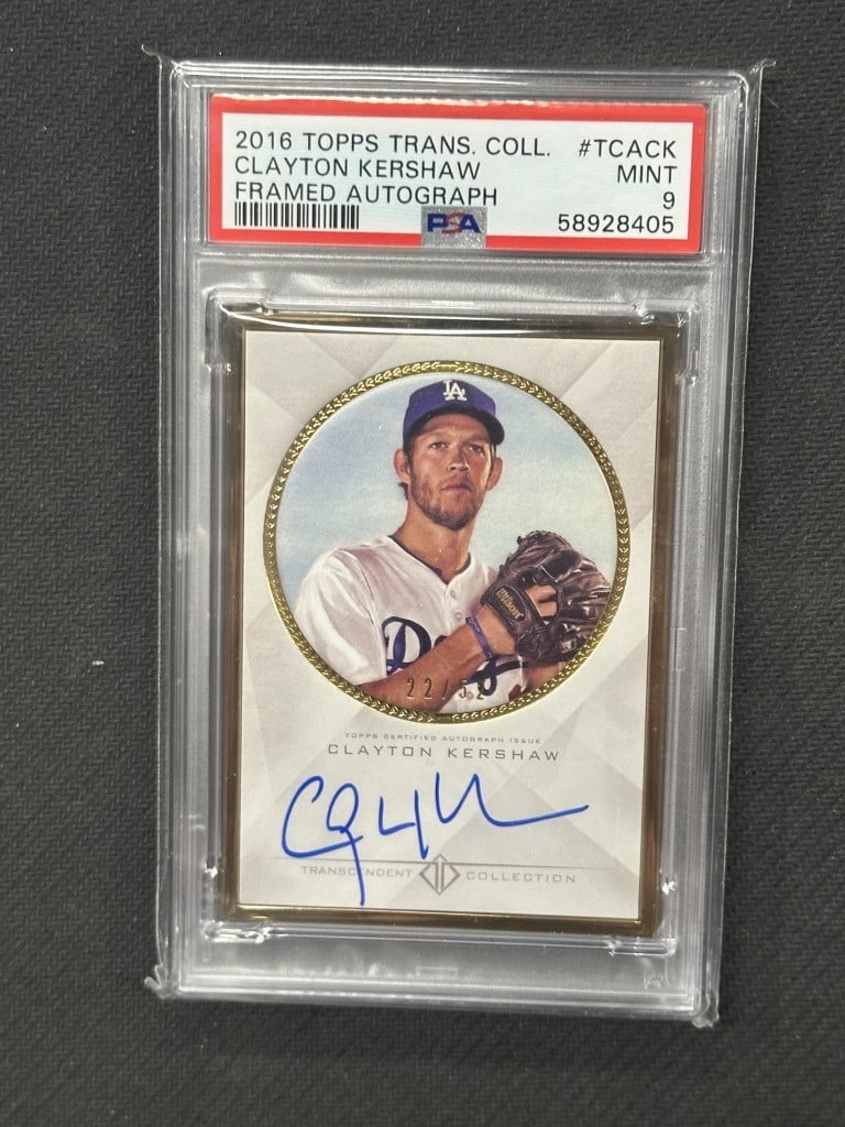 Clayton Kershaw 2016 Topps Transcendent PSA 9 Framed Auto Jersey #TCACK (1 of 2)