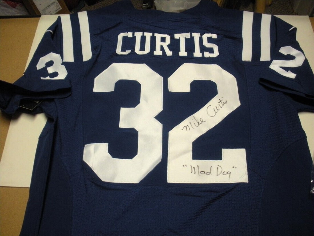 Mike Curtis Signed Baltimore Colts Game Used Nike Jersey with COA: Mike Curtis Signed Baltimore Colts Game Used Nike Jersey with COA This is an officially licensed Nike jersey signed by Mike Curtis, a notable player from the Baltimore Colts. The jersey has been used