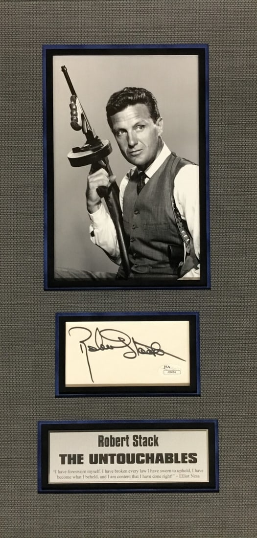 Robert Stack Signed Custom Framed Display JSA Authenticated 23 x 13 - 2