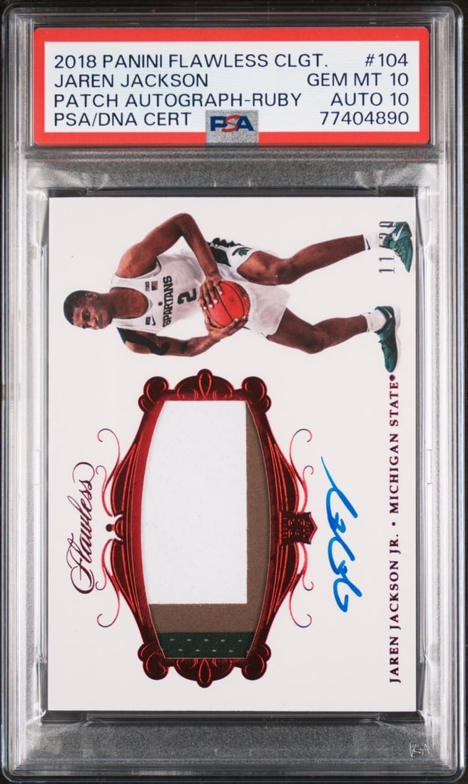Jaren Jackson Jr 2018 Flawless Collegiate Ruby Patch Auto PSA 10/10 #104 Limited 11/20 (1 of 2)