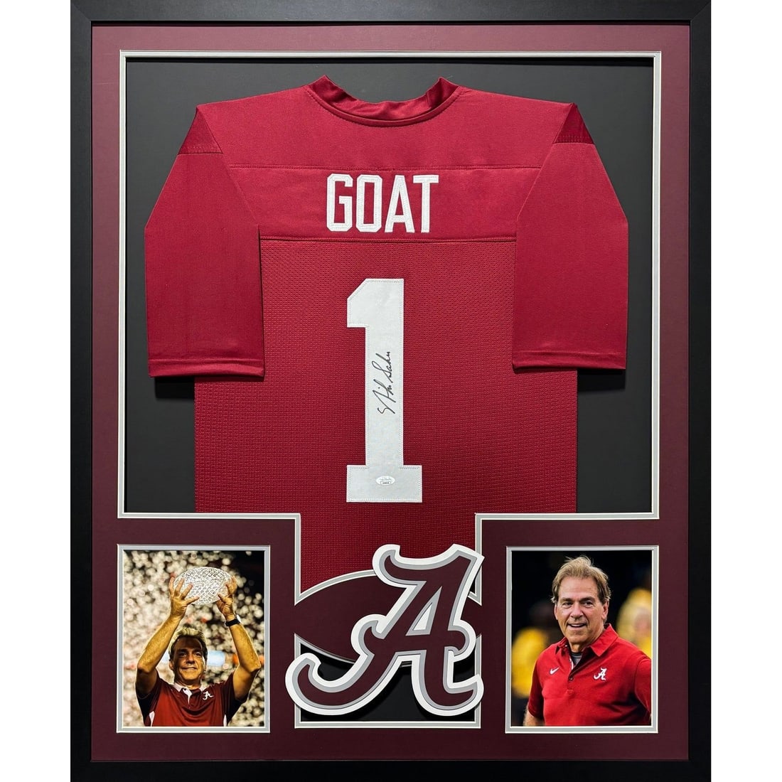 Nick Saban Autographed Framed Jersey Beckett Certified Alabama (1 of 3)