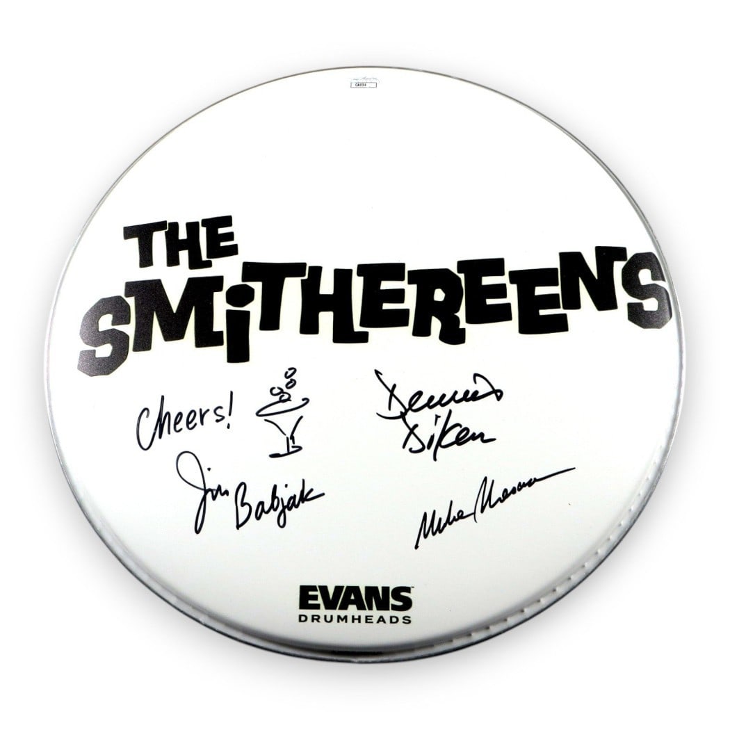 Smithereens Band Signed 12 Drumhead by Babjak Mesaros Diken JSA Authenticated (1 of 2)