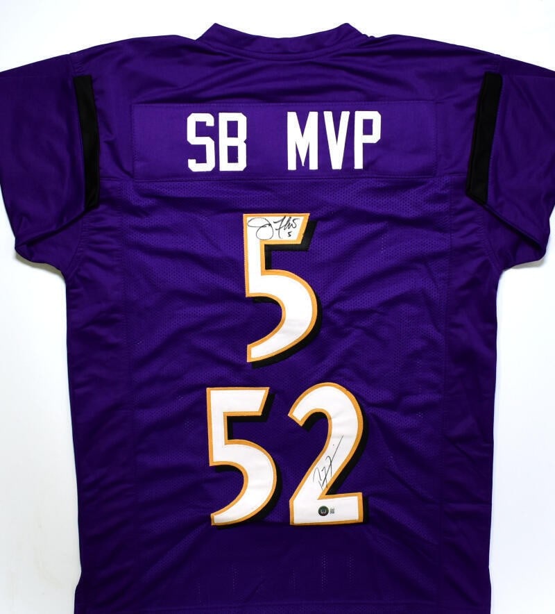 Ray Lewis Joe Flacco Signed Purple Jersey with Beckett Authentication (1 of 12)