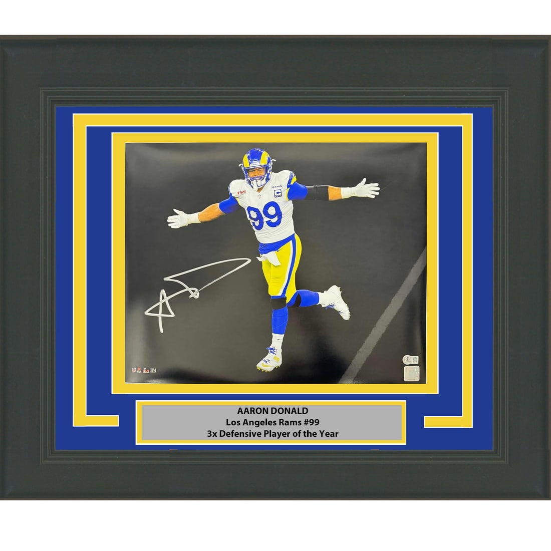 Framed Signed Aaron Donald 16x20 Photo Los Angeles Rams Beckett COA (1 of 1)