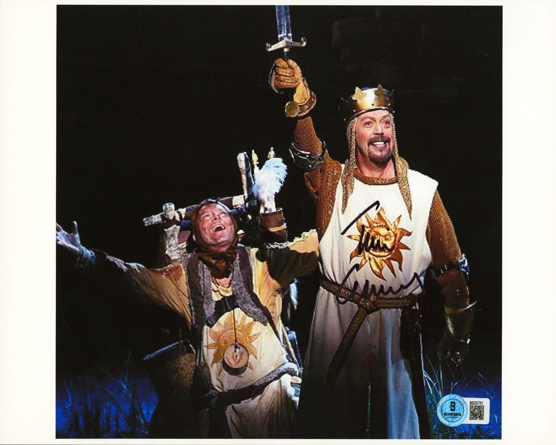 Tim Curry Spamalot Signed 8.5x11 Photo with Beckett Authentication: Tim Curry Spamalot Signed 8.5x11 Photo with Beckett Authentication This authentic signed horizontal photograph of Tim Curry from Spamalot measures 8.5x11 inches. The item has been personally signed by