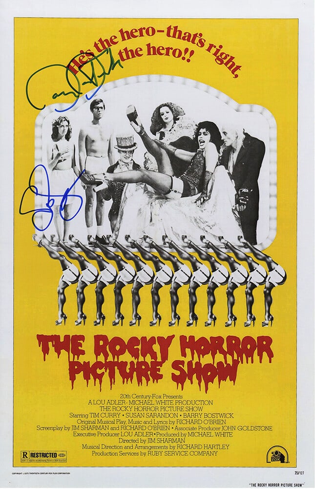 Rocky Horror Picture Show Poster Signed by Susan Sarandon and Barry Bostwick COA: Rocky Horror Picture Show Poster Signed by Susan Sarandon and Barry Bostwick COA This original 11x17 poster of The Rocky Horror Picture Show features dual signatures from renowned actors Susan Sarando