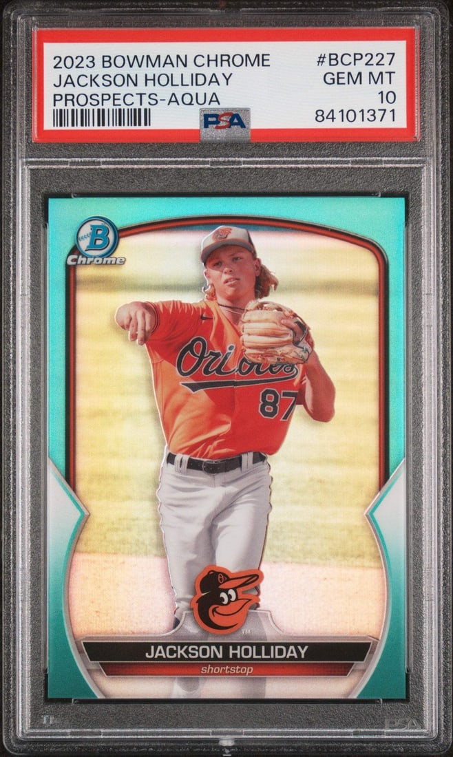2023 Bowman Jackson Holliday #BCP227 Aqua #/125 Baseball Card PSA 10 (1 of 2)