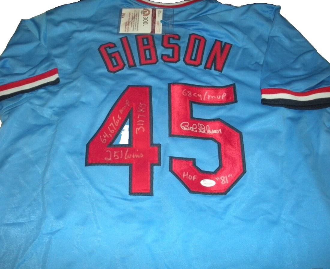 Bob Gibson Signed Jersey HOF 1981 St Louis Cardinals JSA COA (1 of 3)