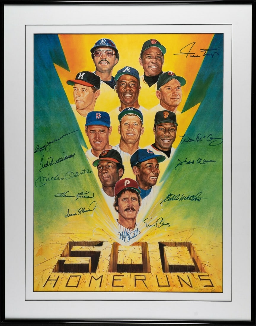 500 Home Run Club Signed Lithograph by Mantle Williams PSA Authenticated (1 of 2)