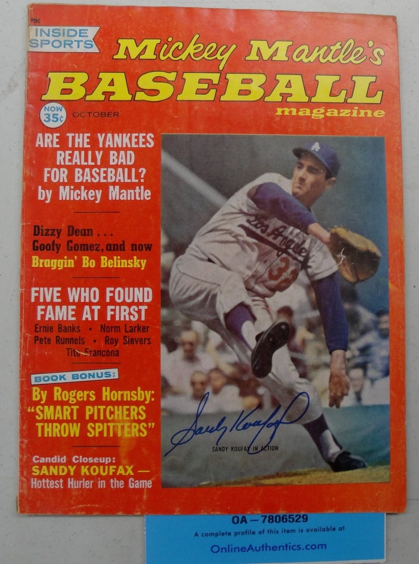 Sandy Koufax Autographed 1962 Baseball Magazine Online Authentics (1 of 3)