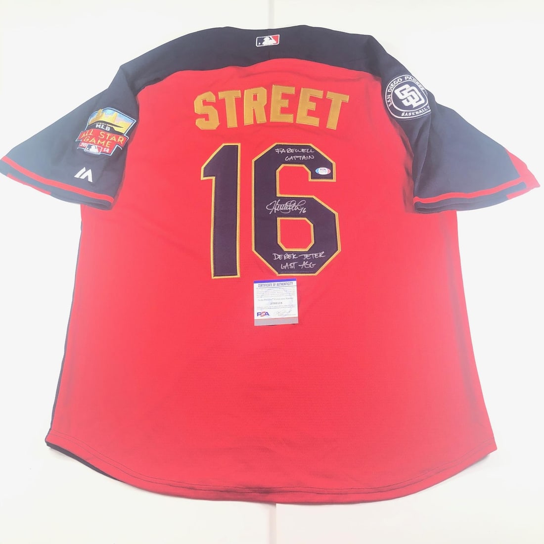 Huston Street Signed Jersey PSA/DNA Farewell Captain Derek Jeter Last ASG (1 of 2)