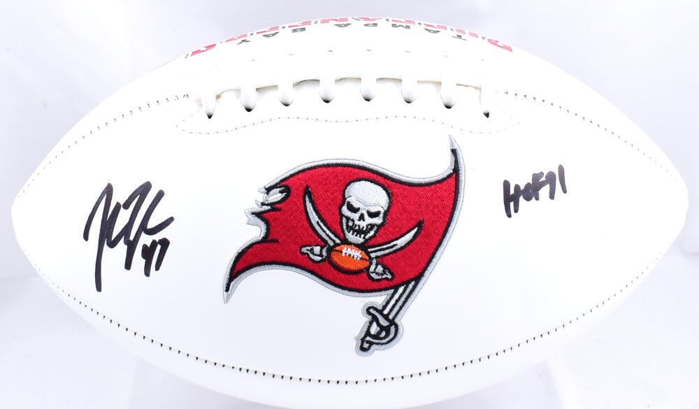 John Lynch Signed Buccaneers Logo Football Beckett Hologram: John Lynch Signed Buccaneers Logo Football Beckett Hologram This is an original Tampa Bay Buccaneers logo football autographed by John Lynch, a renowned player and Hall of Famer. The ball comes with a