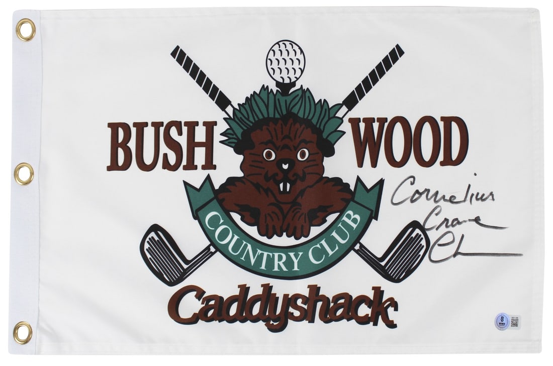 Chevy Chase Signed Caddyshack Bushwood Flag BAS Authenticated (1 of 7)