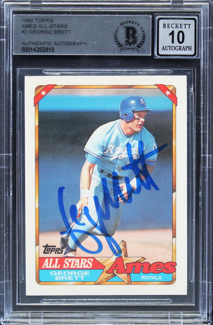 George Brett Signed 1990 Topps AMES All-Stars #2 Card Gem Mint 10 Beckett Slabbed (1 of 2)