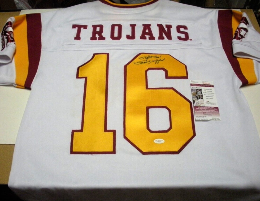 Frank Gifford Signed USC Trojans Colosseum Jersey with JSA COA: Frank Gifford Signed USC Trojans Colosseum Jersey with JSA COA This officially licensed Colosseum jersey features the signature of Frank Gifford, a legendary player associated with the USC Trojans and