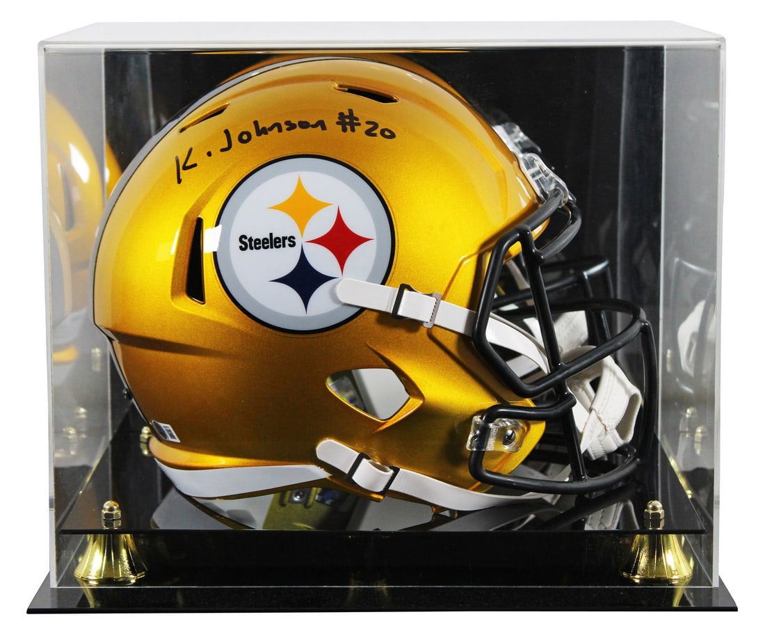 Kaleb Johnson Signed Steelers Flash Full Size Helmet with Beckett Authentication: Kaleb Johnson Signed Steelers Flash Full Size Helmet with Beckett Authentication This original autographed full-size speed replica helmet is a standout piece for any Pittsburgh Steelers fan. Signed by