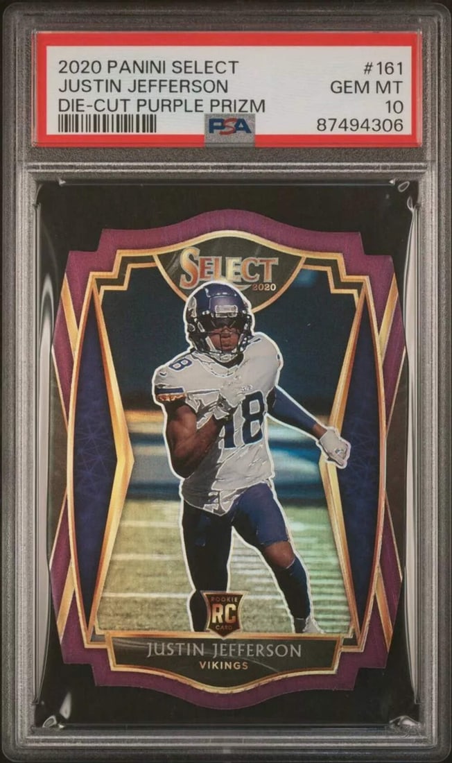 2020 Select Justin Jefferson #161 Purple Prizm RC Football Card PSA 10 (1 of 2)