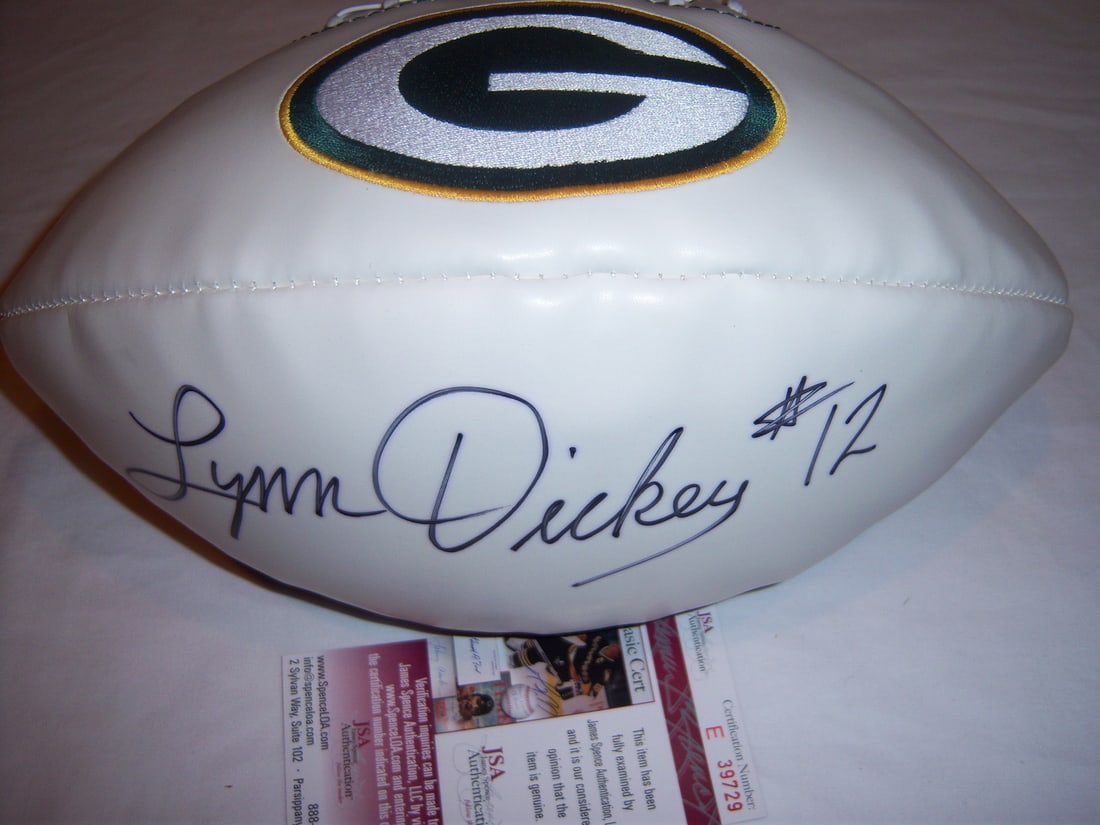 Lynn Dickey Signed Green Bay Packers Football JSA COA Authentic: Lynn Dickey Signed Green Bay Packers Football JSA COA Authentic This is an original signed football by Lynn Dickey, a notable player for the Green Bay Packers. The ball comes with a JSA/COA certificat