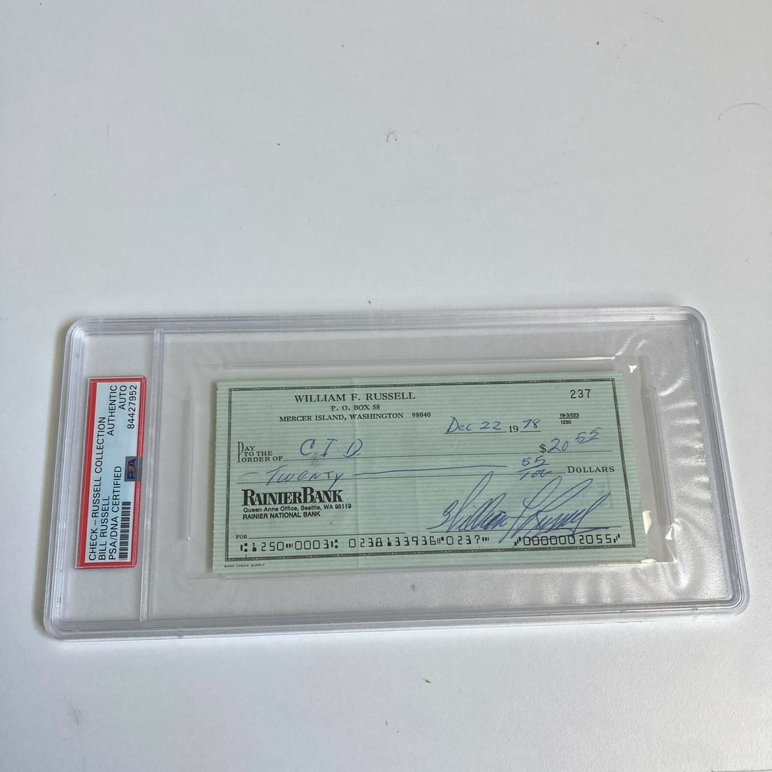 Bill Russell Autographed Bank Check PSA DNA Boston Celtics HOF (1 of 3)