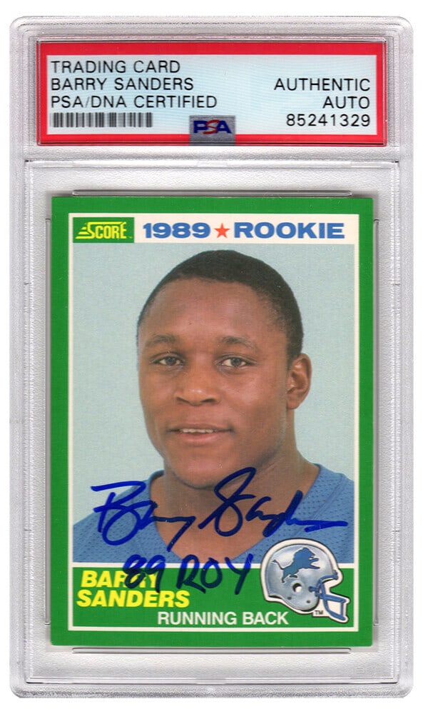 Barry Sanders Signed 1989 Score Rookie Card #257 PSA Authenticated (1 of 2)