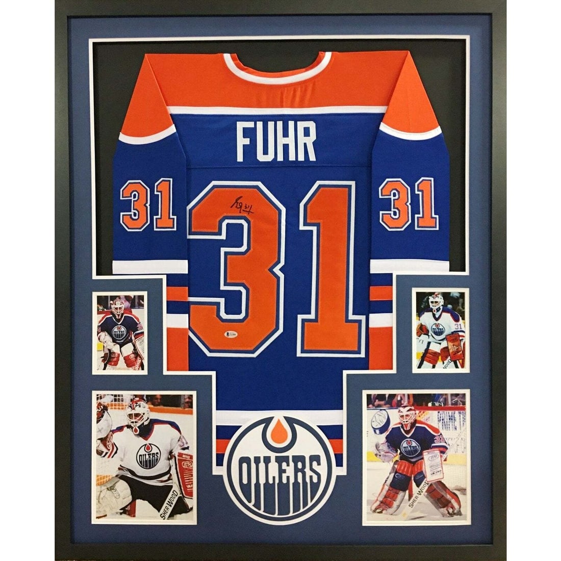 Grant Fuhr Autographed Framed Jersey Edmonton Oilers Beckett Certified (1 of 3)