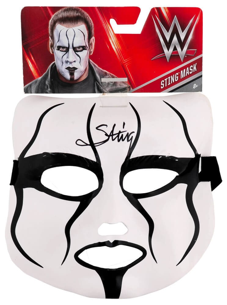 Sting Signed WWE Wrestling Mask with COA by Sports: Sting Signed WWE Wrestling Mask with COA by Sports Capture the essence of wrestling history with this Sting signed WWE white and black wrestling mask. This original piece showcases the iconic design a
