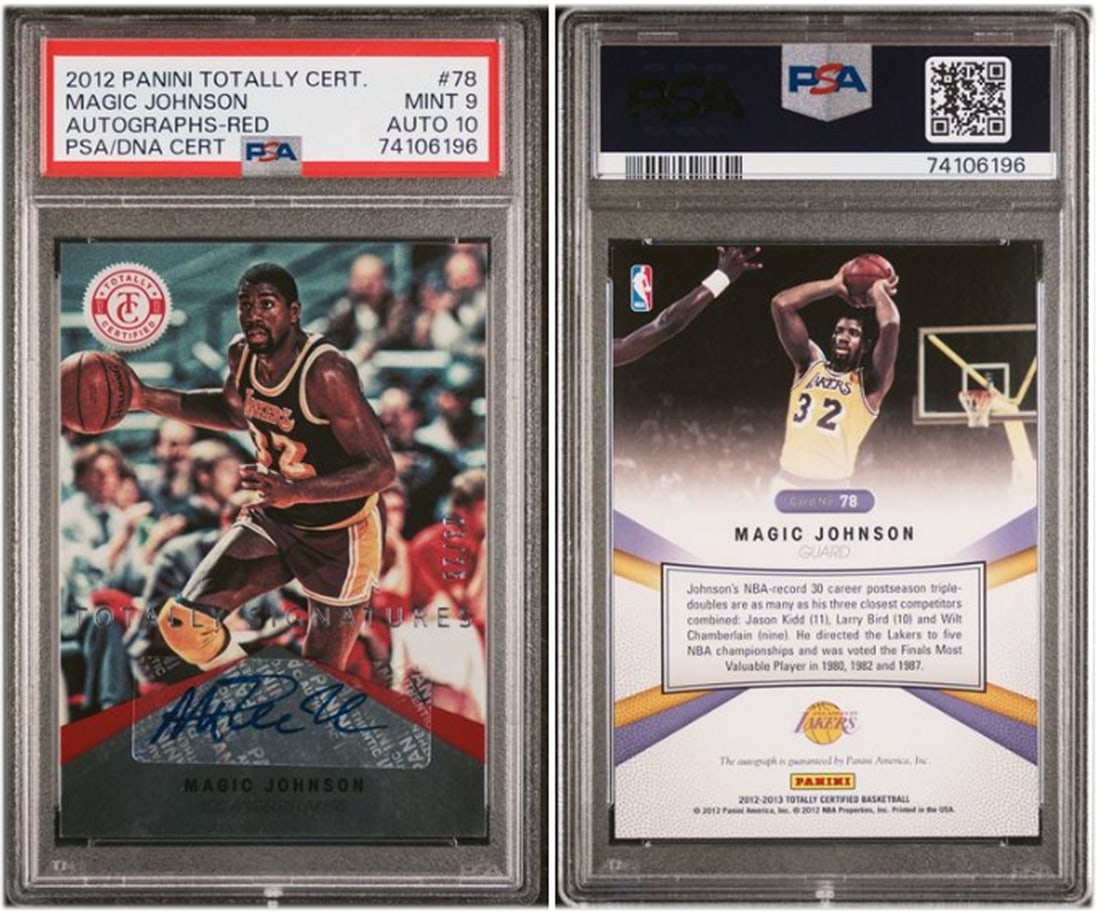 Magic Johnson 2012 Panini Totally Certified Red Autograph PSA 9 10 Limited Edition 3 25 Lakers (1 of 1)