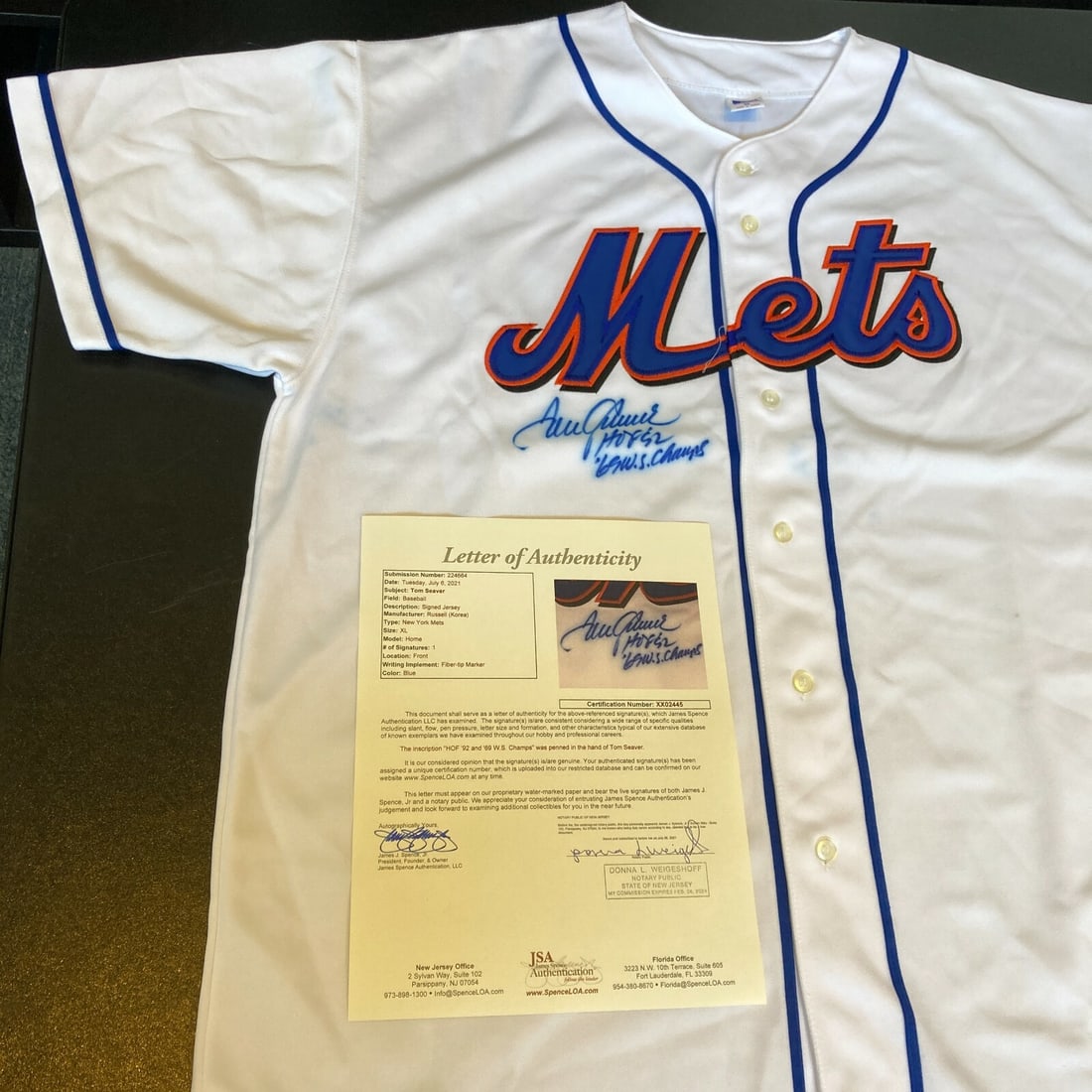 Tom Seaver Signed 1969 World Series Mets Jersey with JSA COA (1 of 7)