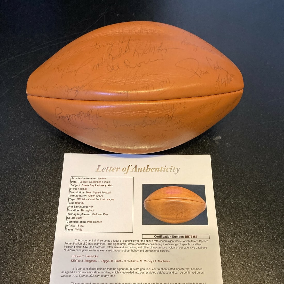 Green Bay Packers Team Signed Football with JSA COA Bart Starr (1 of 11)