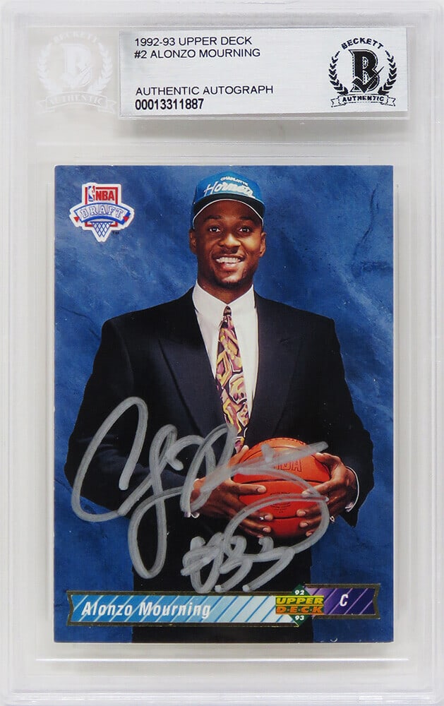 Alonzo Mourning Autographed 1992-93 Upper Deck Rookie Card Beckett Authenticated (1 of 1)