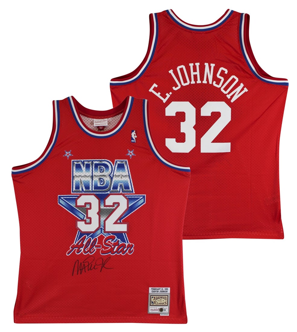 Magic Johnson Signed 1991 Lakers All-Star Red Jersey BAS Authenticated (1 of 6)