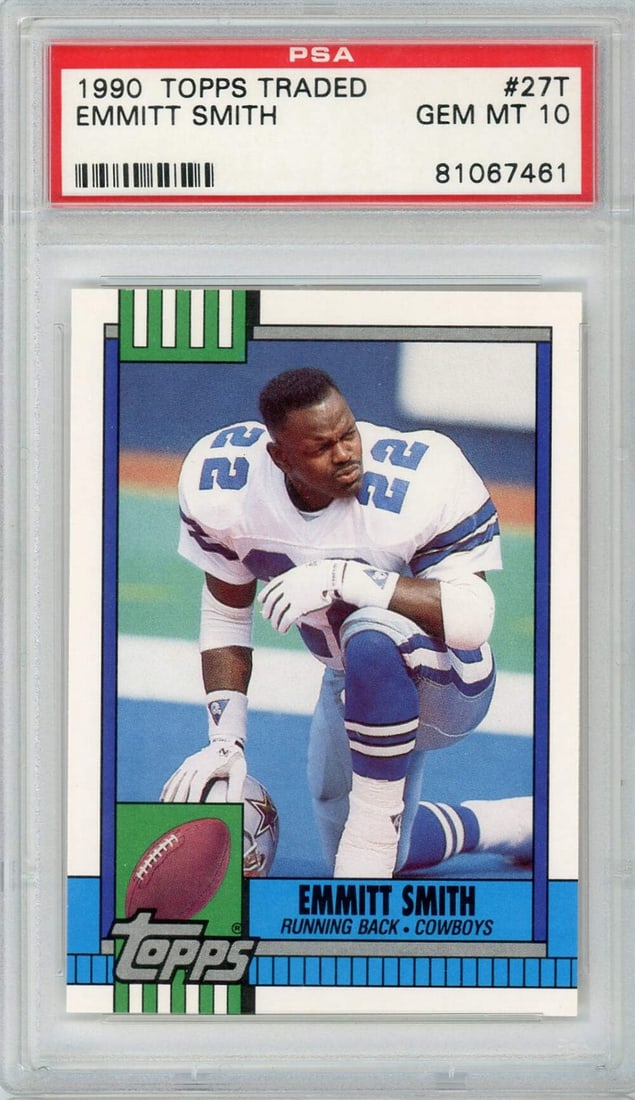 1990 Topps Traded Emmitt Smith Rookie Card PSA 10 Gem Mint Dallas Cowboys (1 of 2)
