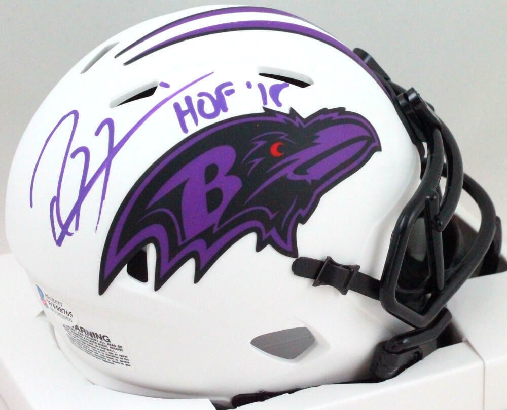 Ray Lewis Autographed Baltimore Ravens Mini Helmet Beckett Authenticated (1 of 8)