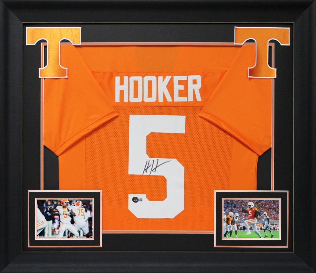 Hendon Hooker Signed Tennessee Volunteers Framed Jersey BAS Authenticated: Hendon Hooker Signed Tennessee Volunteers Framed Jersey BAS Authenticated This authentic signed orange pro style framed jersey features the autograph of Hendon Hooker, the star player from the Tenness