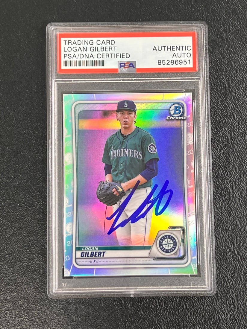2020 Topps Bowman Chrome #BD-37 Logan Gilbert Signed Card PSA/DNA Authenticated (1 of 2)