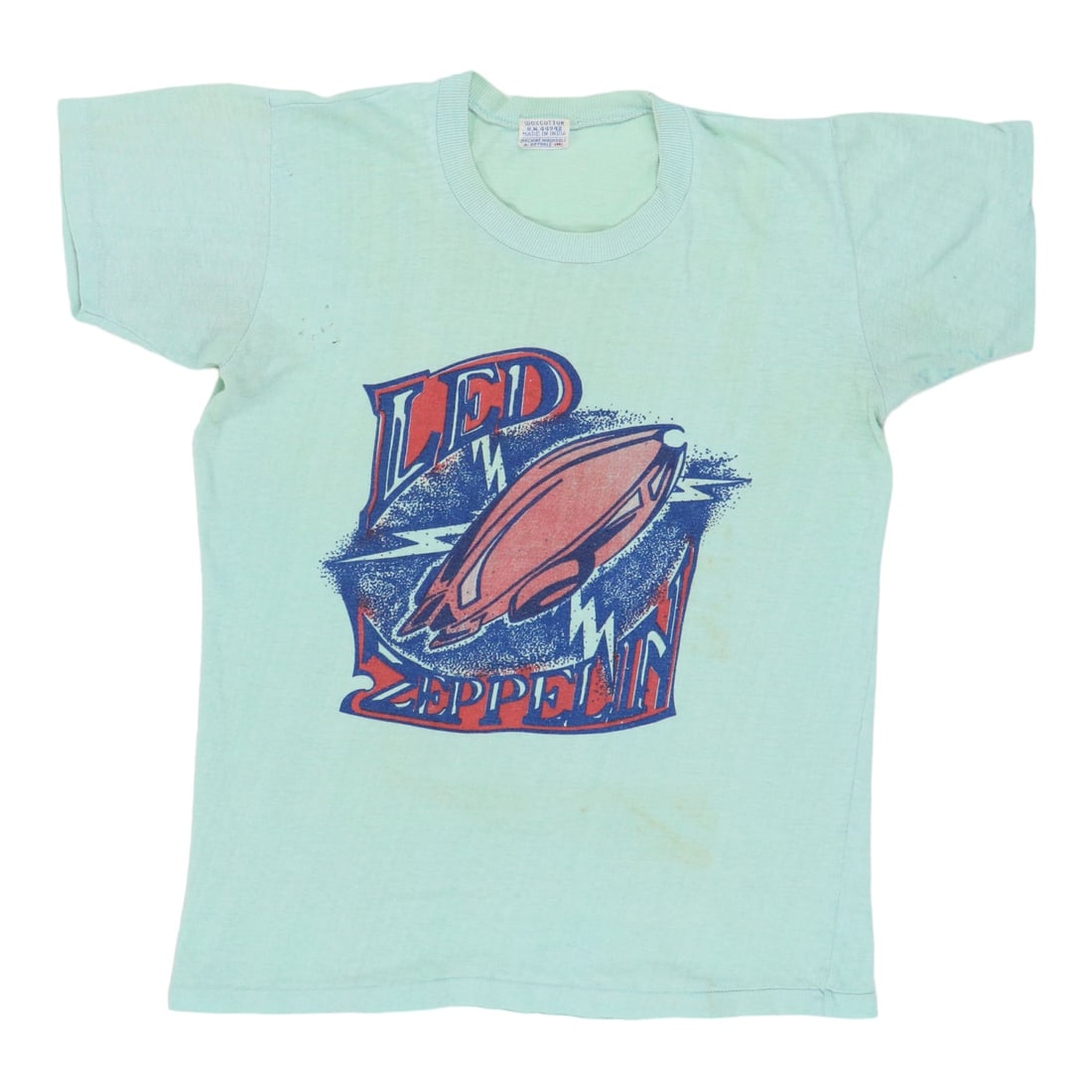 Vintage Green Led Zeppelin 1970s Band T Shirt in Medium 100 Percent Cotton: Vintage Green Led Zeppelin 1970s Band T Shirt in Medium 100 Percent Cotton This is an original vintage Led Zeppelin shirt from the 1970s. Made from 100% cotton, the shirt features a green color and no