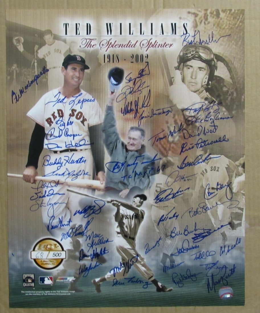 Boston Red Sox 45 Signature 16x20 Ted Williams Tribute Photo Yastrzemski Inscription (1 of 5)