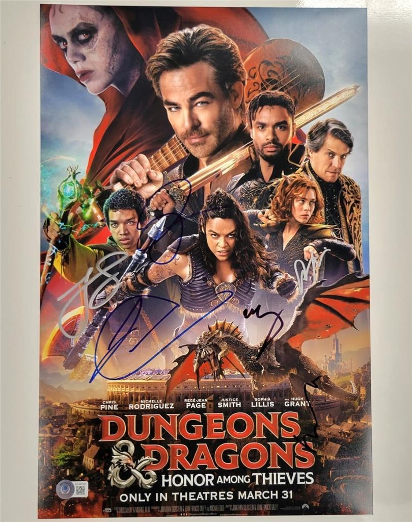 Dungeons and Dragons Signed 11x17 Photo Chris Pine Hugh Grant Michelle Rodriguez Beckett (1 of 6)
