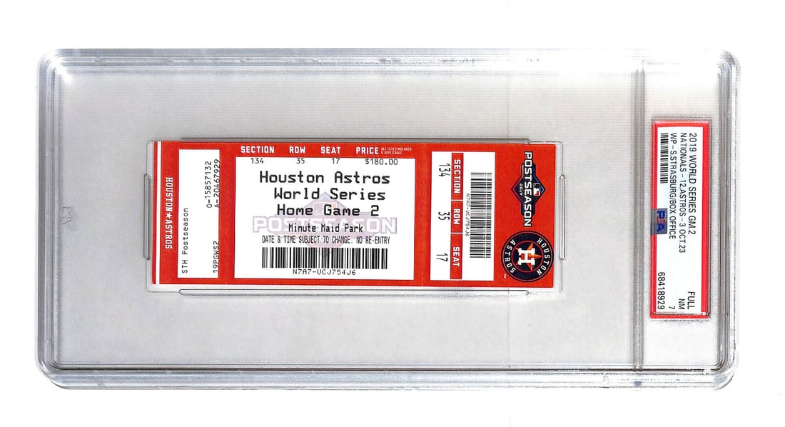 2019 World Series Game 2 Ticket Nationals Astros PSA 7 Vintage (1 of 2)