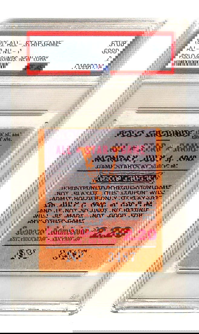 1942 MLB All-Star Game Ticket PSA 2 Original Vintage Scarce (1 of 2)