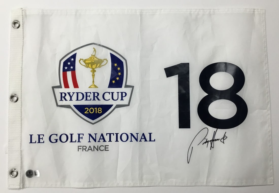 Padraig Harrington 2018 Ryder Cup #18 Signed Flag Beckett Authenticated (1 of 4)